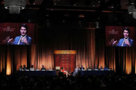 Canada's Prime Minister Justin Trudeau speaks to the Economic Club of New York in New York, U.S., May 17, 2018. REUTERS/Lucas Jackson