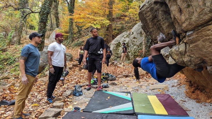 men bouldering