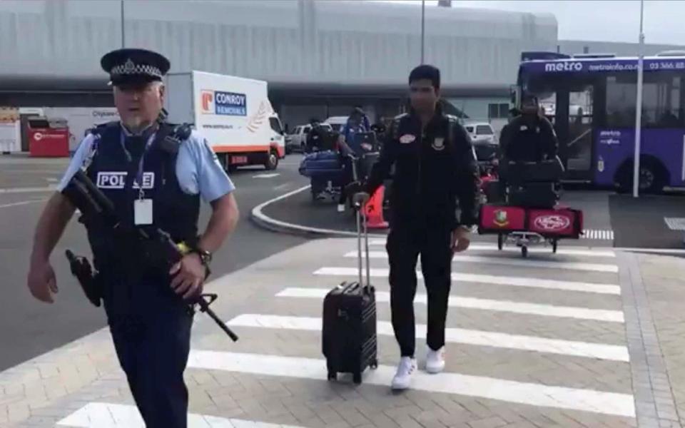 Members of the Bangladesh cricket team arrive to depart for Bangladesh from Christchurch International Airport - BANGLADESH CRICKET BOARD