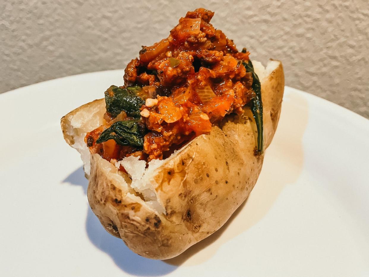 italian sausage loaded baked potato