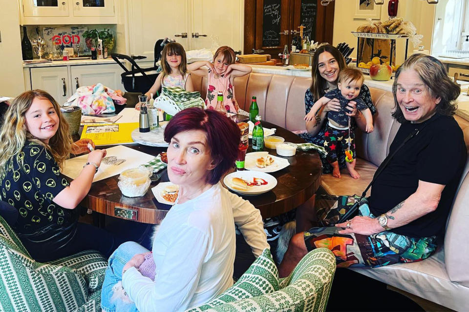 <p>The <a href="https://people.com/parents/ozzy-osbourne-celebrates-easter-with-wife-sharon-son-jack-and-grandchildren/" rel="nofollow noopener" target="_blank" data-ylk="slk:Black Sabbath rocker celebrated 2023 Easter Sunday;elm:context_link;itc:0;sec:content-canvas" class="link ">Black Sabbath rocker celebrated 2023 Easter Sunday</a> alongside Sharon and son Jack's four daughters — Pearl, Andy Rose, Minnie Theodora and 9-month-old Maple Artemis.</p> <p>While the <em>Fright Club</em> star was not pictured in the photograph, he proudly showcased the <a href="https://www.instagram.com/p/Cq1kgxGJve7/?hl=en" rel="nofollow noopener" target="_blank" data-ylk="slk:sweet family photo on his Instagram account;elm:context_link;itc:0;sec:content-canvas" class="link ">sweet family photo on his Instagram account</a>, writing, "🐰 Crew."</p>