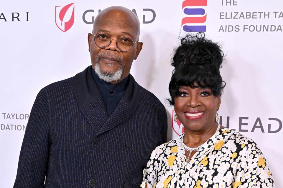 <p>Axelle/Bauer-Griffin/FilmMagic</p> Samuel L. Jackson and LaTanya Jackson at Ball to End AIDS