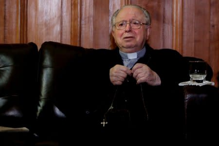 FILE PHOTO: Chilean priest Fernando Karadima is seen inside the Supreme Court building in Santiago, Chile, November 11, 2015.  REUTERS/Carlos Vera/File Photo