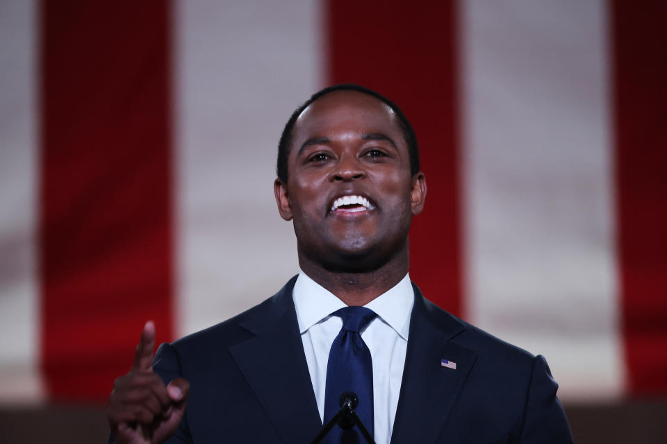 Kentucky Attorney General Daniel Cameron speaks during the Republican National Convention. (Chip Somodevilla/Getty Images/Bloomberg)