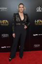 <p>Winslet struck a power pose in an Elie Saab jumpsuit featuring a lace bodice. (Photo: Getty Images) </p>