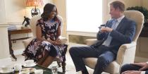 <p>Michelle Obama meets with Prince Harry at Kensington Palace.</p>