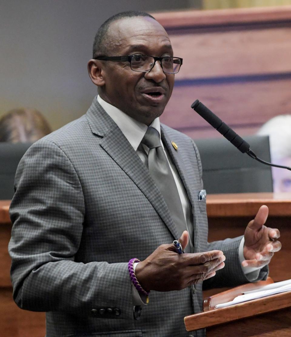 Sen. Bobby Singleton in the senate chamber at the Alabama Statehouse in Montgomery, Ala., on Wednesday March 6, 2024.