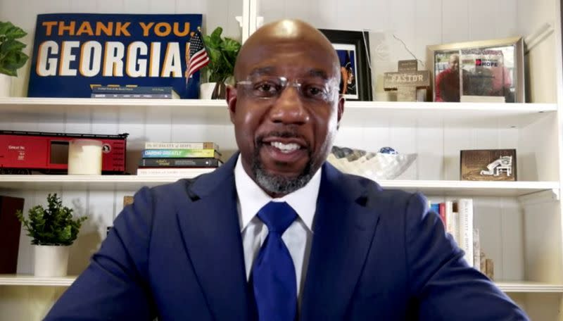 Democratic U.S. Senate candidate Raphael Warnock speaks on his campaign's Youtube account