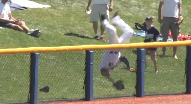 Luis Veras makes an amazing catch for the Hillsboro Hops.