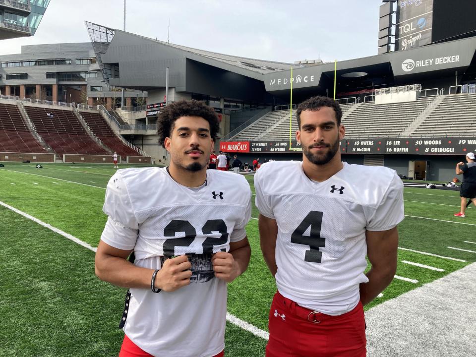 Ryan Montgomery (22) and Ethan Wright (4) are two of UC's running backs who could benefit from the new Scott Satterfield offense.