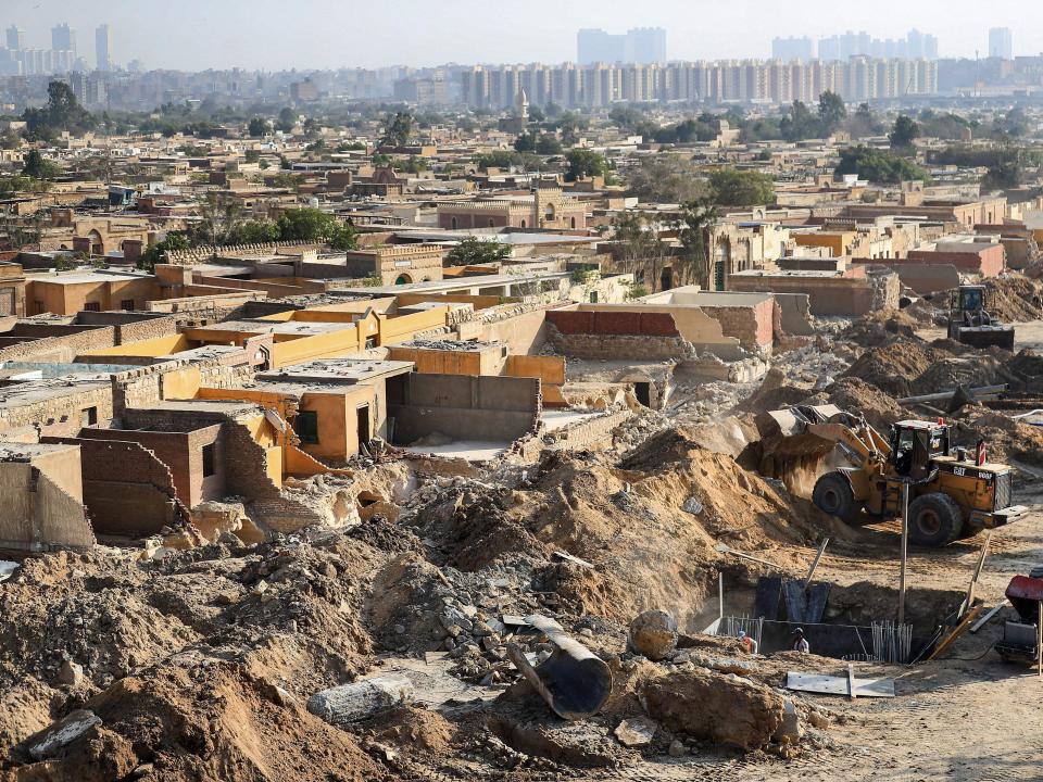 A view of the demolition of graveyards in Cairo.