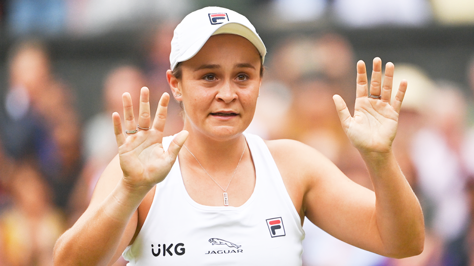 Ash Barty (pictured) breaks down in tears after winning the Wimbledon title.