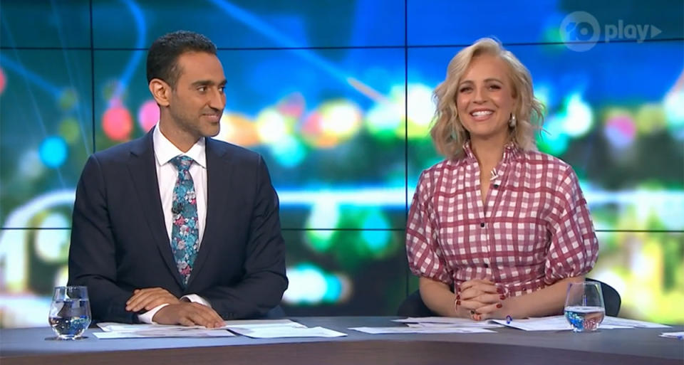 Waleed Aly and Carrie Bickmore on The Project 