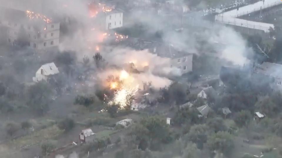 A view of a Ukrainian military operation in Malaya Loknya, Kursk Region, Russia in this screen grab obtained from a handout video released by the 95th Air Assault Brigade (via REUTERS)