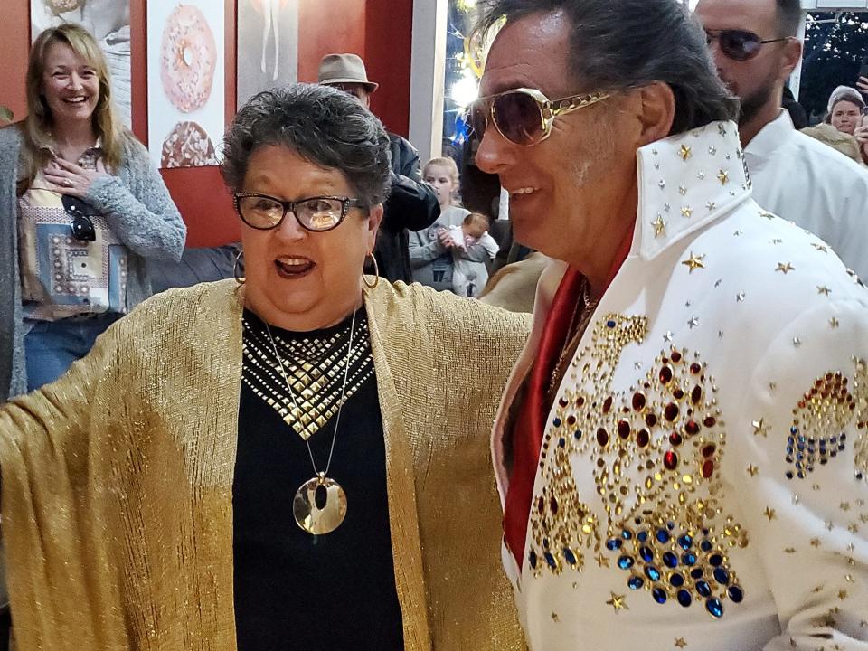 Lexington resident Penny Canady plays the part of an excited Elvis fan during the filming of a video Tuesday reenacting the day Elvis performed in Lexington in 1956 at the YMCA. The film will be used to promote the Tribute to the King Festival happening in Lexington April 29-May 1.