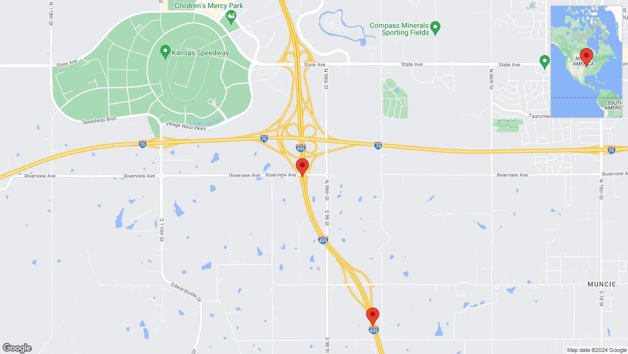 A detailed map that shows the affected road due to 'Traffic alert issued due to heavy rain conditions on southbound I-435 in Edwardsville' on May 6th at 11:04 p.m.