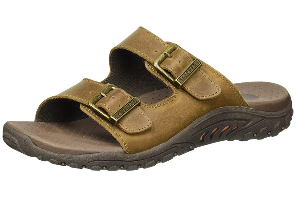 skechers, sandals, brown