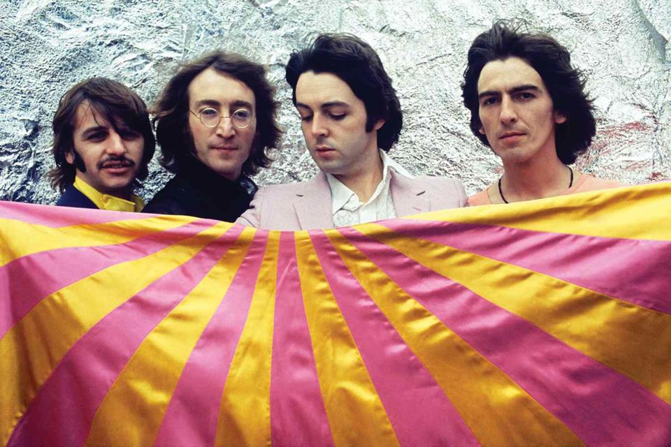 <p>Apple Corps Ltd.</p> The Beatles during a photo session in London on July 28, 1968