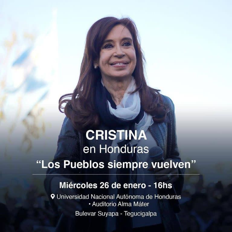 Afiche del acto de CFK en Honduras