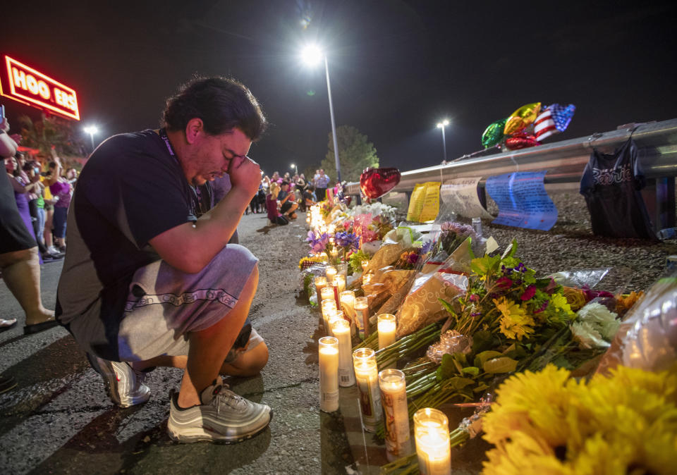 A mourner near the shooting site in El Paso, Texas