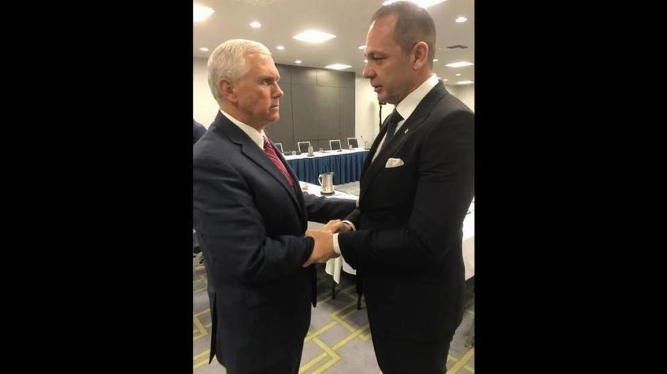 A wealthy and politically connected media mogul in Venezuela, Raul Gorrín shook hands with Vice President Mike Pence. This was before Gorrín’s legal troubles metastasized. He was indicted in Miami on bribery charges in connection with his activities in Venezuela.