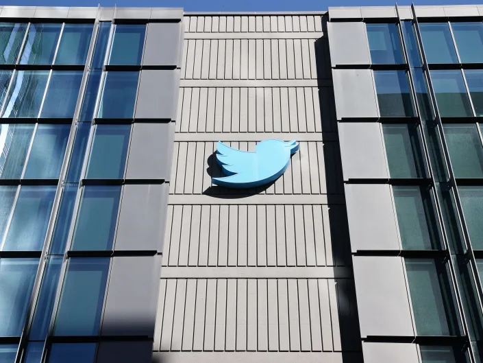 Twitter logo on building