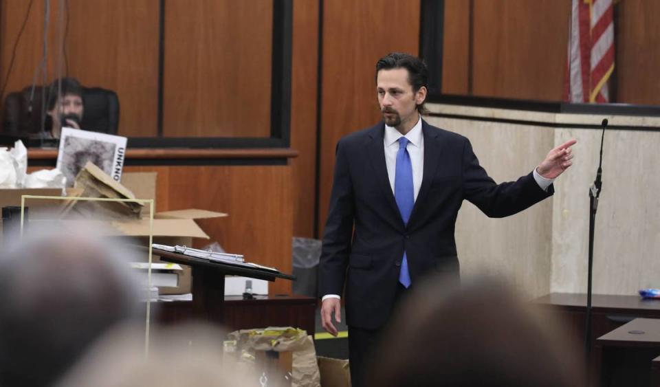 Prosecutor Dan Goldberg delivers closing arguments during the trial of Nathaniel Rowland on Tuesday July 27, 2021 in Richland County Circuit Court. Rowland is accused of killing Samantha Josephson after luring her into his car.