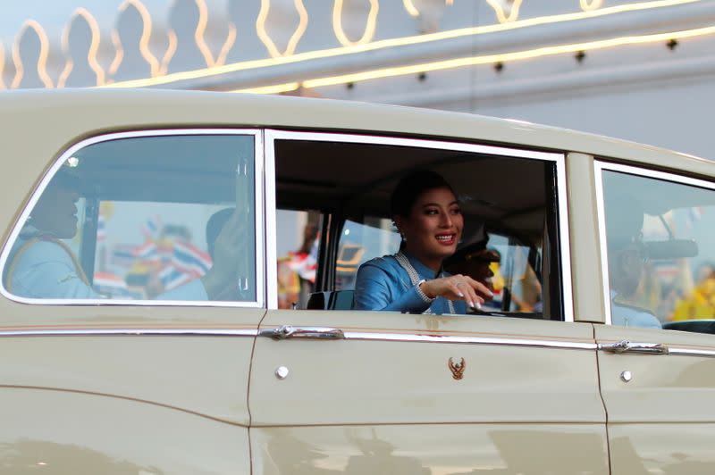 Thailand's King Maha Vajiralongkorn arrives before a religious ceremony, at The Grand Palace in Bangkok