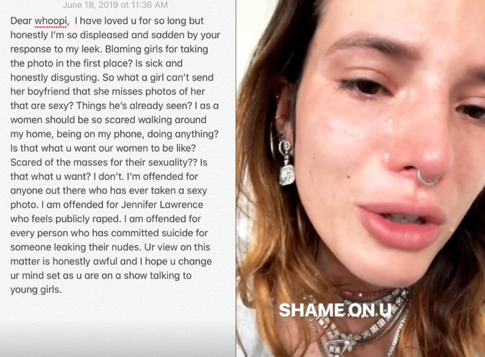 Bella Thorne posted a tearful message to Whoopi Goldberg (Credit: Instagram)