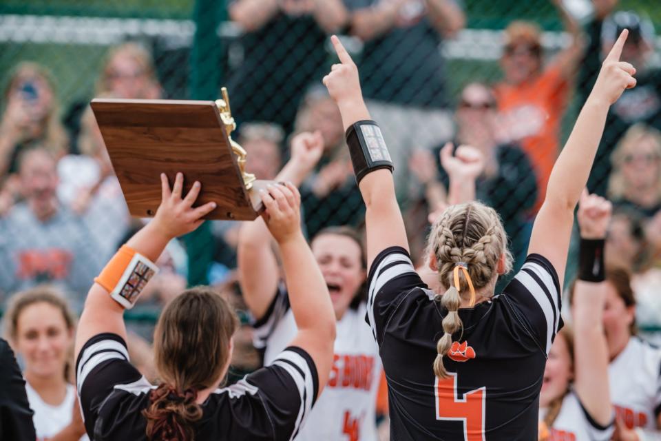 Strasburg celebrates their Division IV regional championship game win against Notre Dame Saturday in Pickerington.