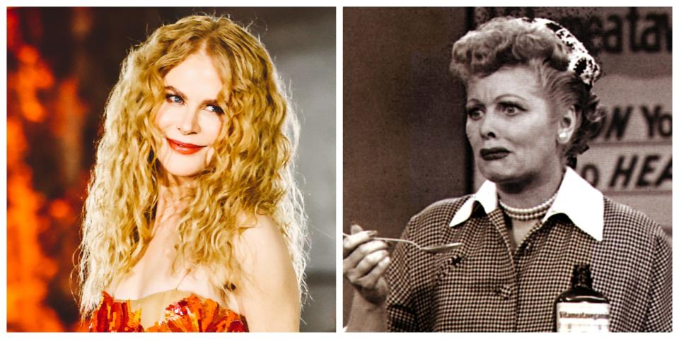 Nicole Kidman, left, plays "I Love Lucy" star Lucille Ball in awards hopeful "Being the Ricardos."