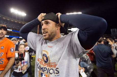 World Series MVP George Springer teamed with the Houston Children’s Chorus to surprise Hurricane Harvey victim. (Getty Images)