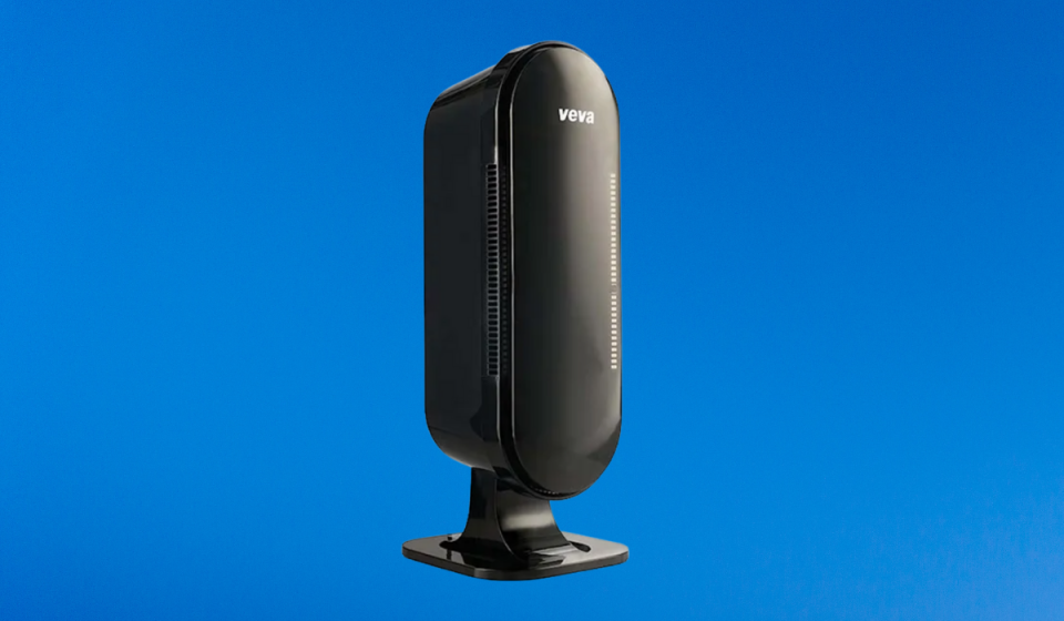 A black tower air purifier with 