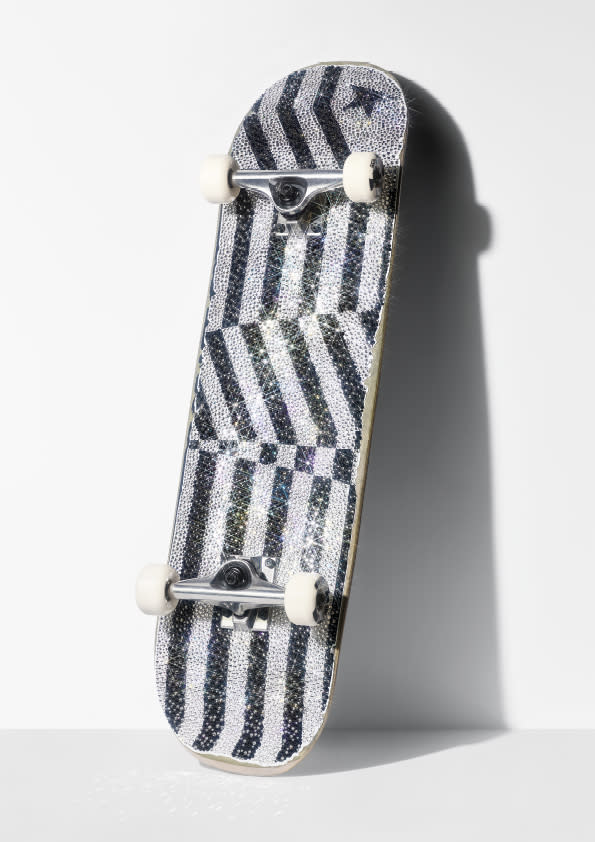 The special skateboard included in the Golden Goose for Swarovski Creators Lab collection.