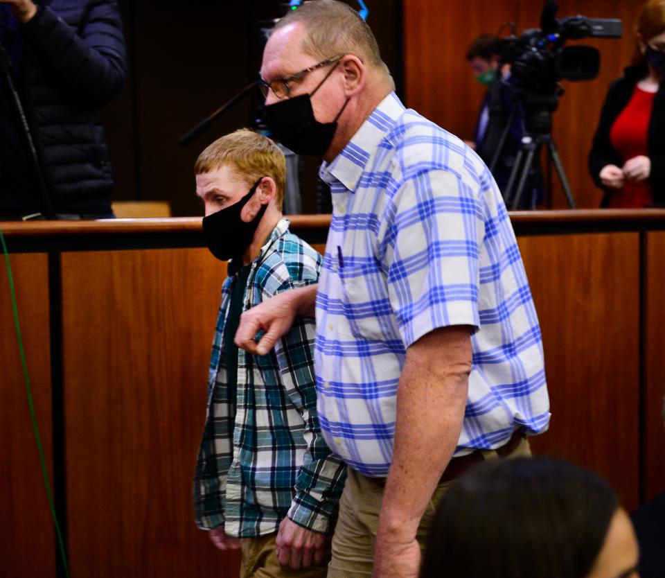 Gloria Satterfield's family leaves the courtroom after a judge denied bond for Alex Murdaugh in Richland County on Oct. 19, 2021.