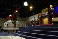 Rev. Al Sharpton eulogies Daunte Wright during funeral services at Shiloh Temple International Ministries in Minneapolis, Thursday, April 22, 2021. Wright, 20, was fatally shot by a Brooklyn Center, Minn., police officer during a traffic stop. (AP Photo/John Minchillo, Pool)