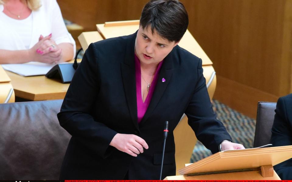 Scottish Conservative leader Ruth Davidson speaks at First Minister's Questions in the Scottish Parliament - Credit: Corbis