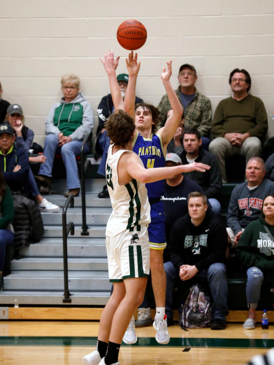 Alex Bobb shoots a 3 from the corner during Maysville's 58-50 win against host Malvern on Tuesday night in a battle of unbeatens. Maysville improved to 10-0.