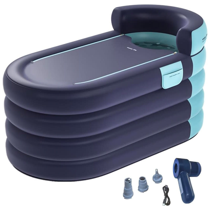 <p>Courtesy of Amazon</p><p>Stretch out and enjoy your cold plunge experience with Eosprim’s Automatic Inflatable Bathtub. The tub includes a wireless air pump, which can inflate in just two minutes. The tub is constructed with PVC and comes with a unique zipper-locked top, helping to keep cold air in while you soak. The tub also sports a storage bag on the side for easy access to your phone, which you can use to set that all-important timer to let you know exactly how much longer you need to sit in the freezing waters for maximum effect.</p>