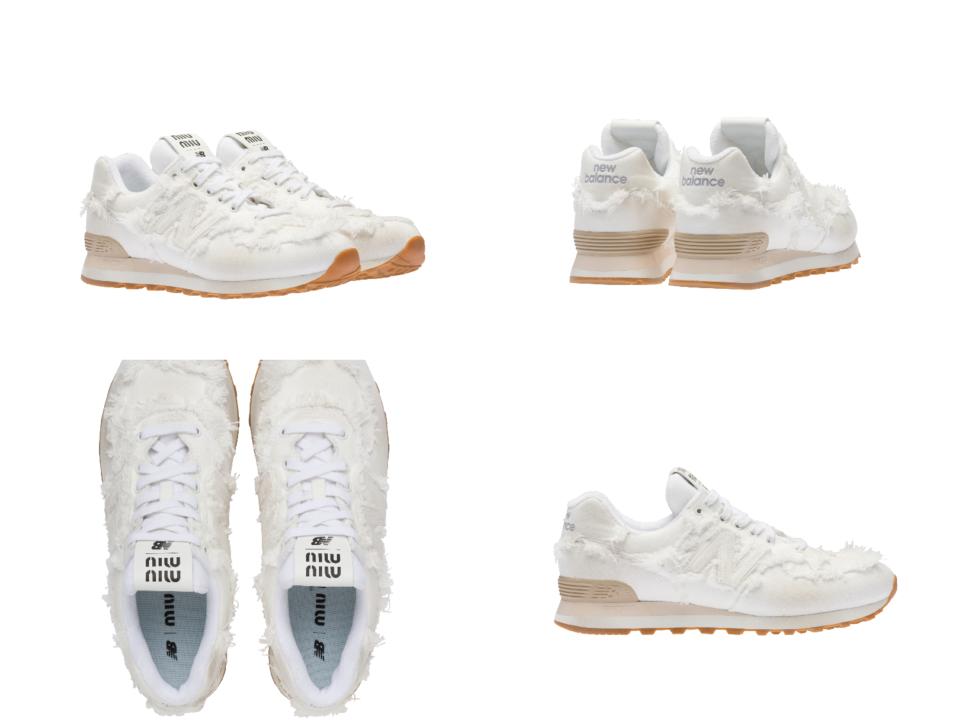 2022爆款小白鞋推薦1：New Balance x Miu Miu 聯名系列鞋款，NT$24,500！圖片來源/Miu Miu