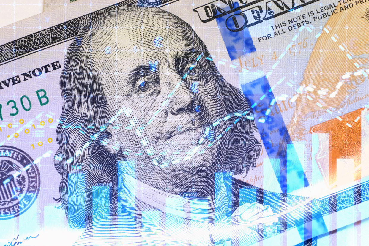 The Ben Franklin portrait on a $50 bill