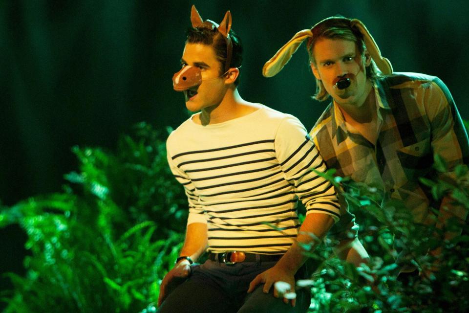 GLEE: Darren Criss (L) and Chord Overstreet in the "Puppet Master" episode of GLEE airing Thursday, Nov. 28, 2013