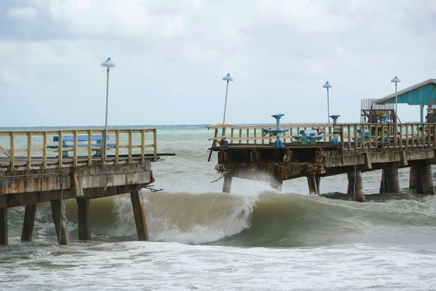 Part of Anglin's Fishing Pier is shown after it collapsed into the ocean on Thursday in Lauderdale-by-the-Sea, Florida. (Photo: via Associated Press)