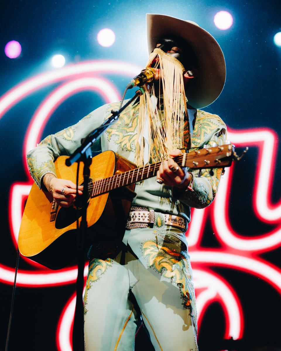 INDIO, CALIFORNIA - APRIL 30: Orville Peck performs onstage during Day 2 of the 2022 Stagecoach Festival at the Empire Polo Field on April 30, 2022 in Indio, California. (Photo by Rich Fury/Getty Images for Stagecoach) ORG XMIT: 775786464 ORIG FILE ID: 1394749966