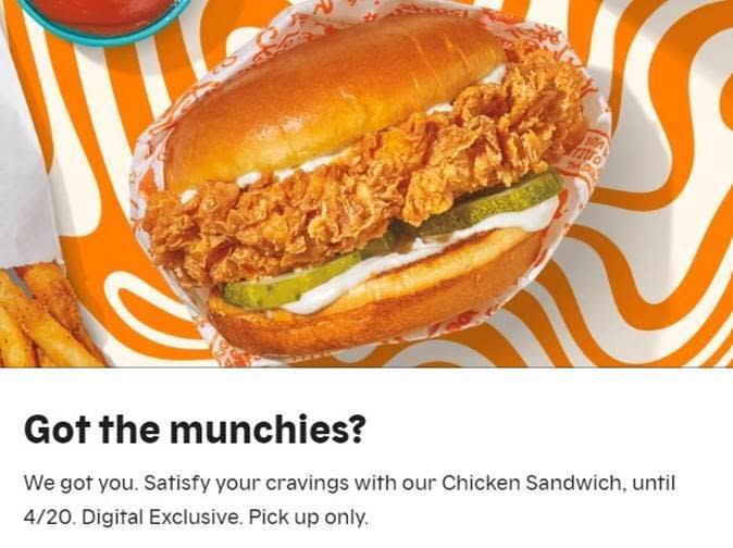 Customers can order off the Munchies Menu and get a chicken sandwich for $4.20.