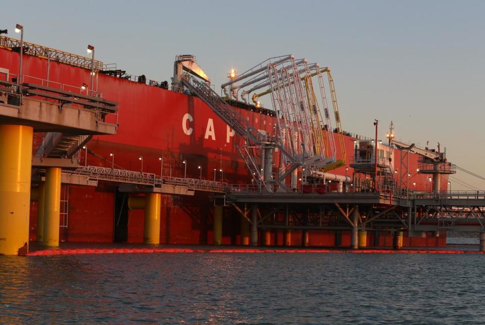 A crude tanker docks at the Flint Hills Resources Ingleside Terminal on Corpus Christi Bay.