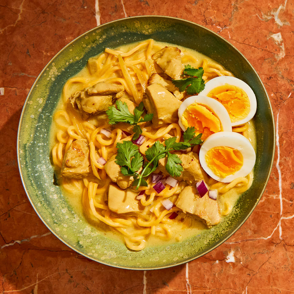 <p>With its rich and fragrant coconut broth and chewy noodles, this satisfying bowl, served at Urban Burma in Aurora, Colorado, just might become your go-to chicken soup recipe this season. <a href="https://www.eatingwell.com/recipe/7918301/ono-kao-sweh-coconut-chicken-noodle-soup/" rel="nofollow noopener" target="_blank" data-ylk="slk:View Recipe;elm:context_link;itc:0;sec:content-canvas" class="link ">View Recipe</a></p>