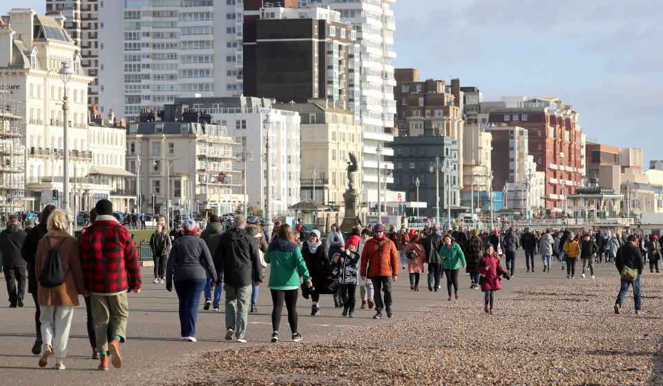 People on the seafront in Brighton during England's third national lockdown.