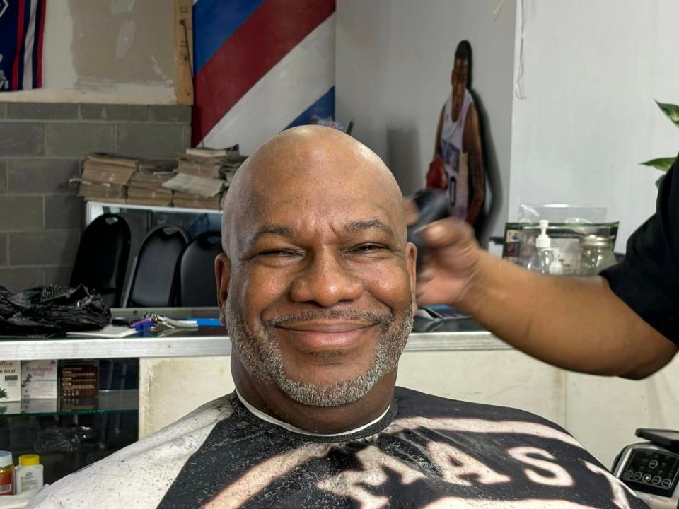 Dr. John Hicks of Dinwiddie looking dapper at Allusions Barber and Beauty in Petersburg on July 16, 2024.