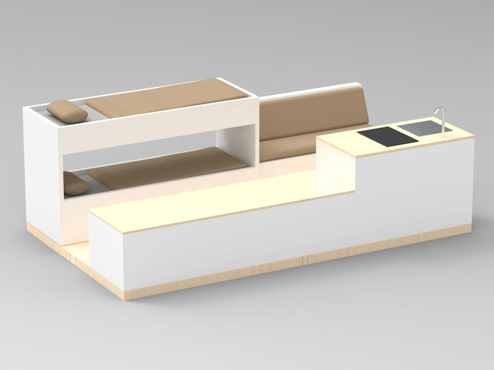 A rendering of the layout inside Grounded's camper van